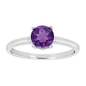 NEW JEWELIT women's amethyst solitaire ring in sterling silver